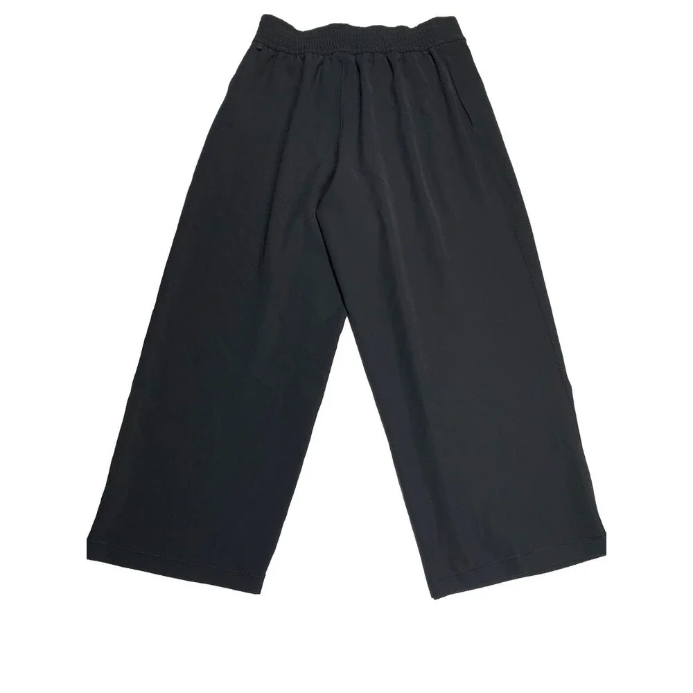 Lululemon With The Flow Pant 8 Black Travel Woven Crop Wide Leg Crop LW5BVNS